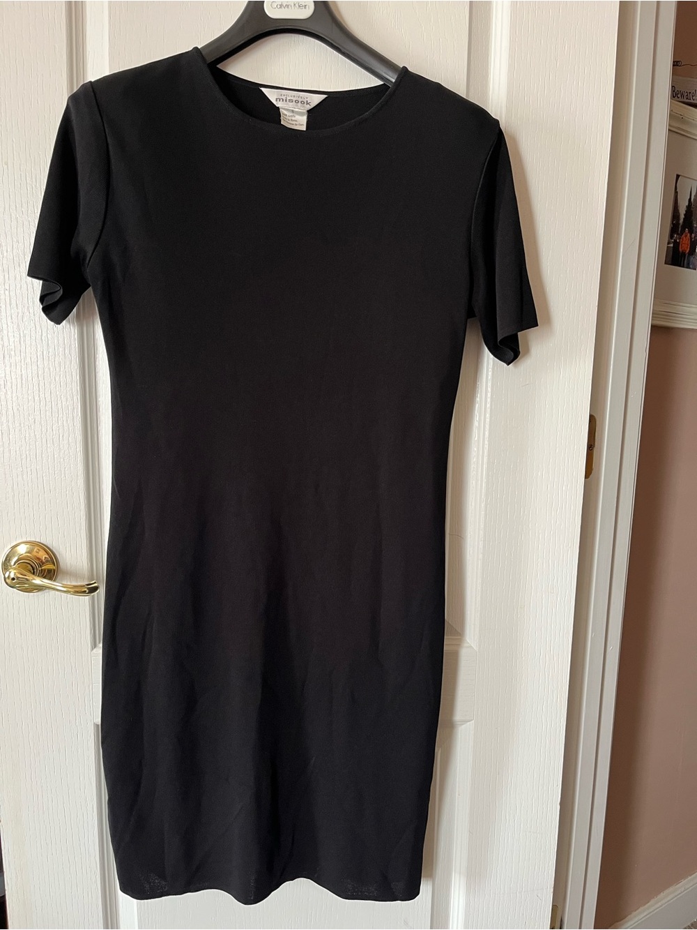 Misook Black Short Sleeve Mini Sheath Dress